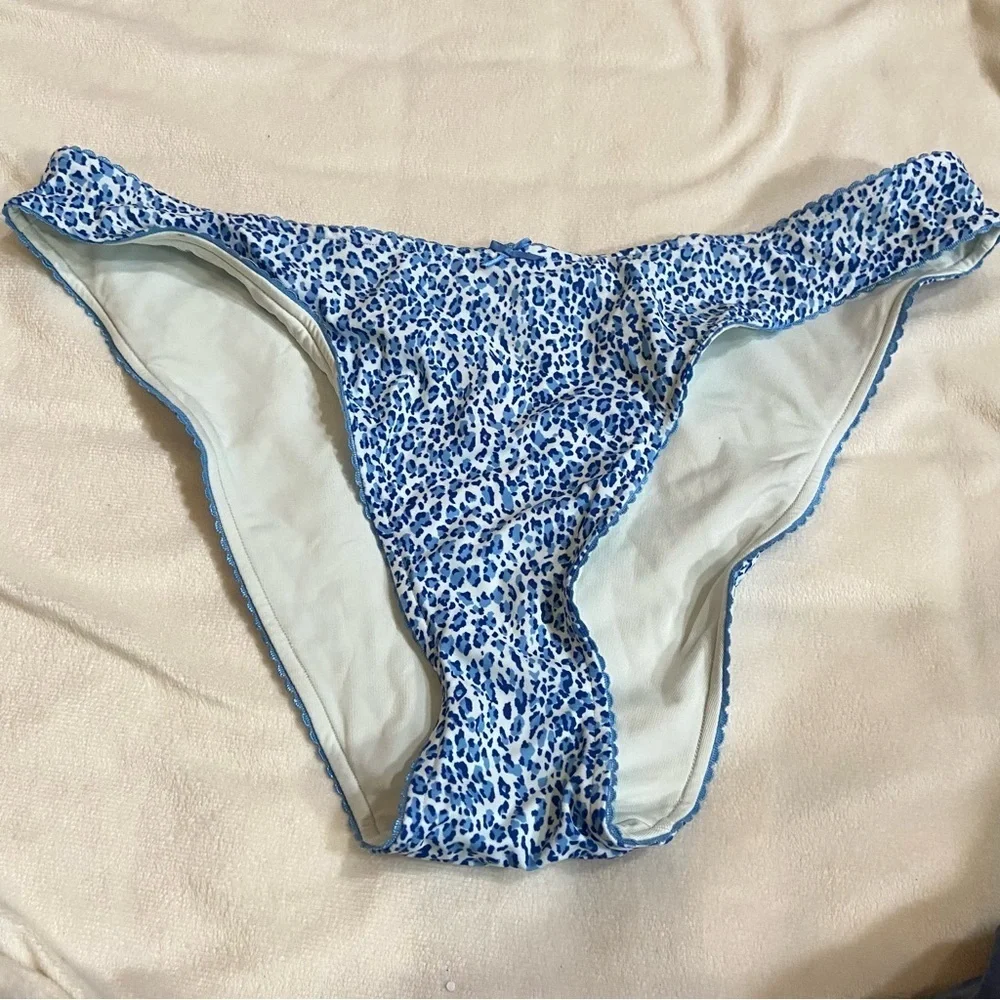 New! Frankie's Bikinis golden hour Blue Leopard Bikini Bottom 1537
